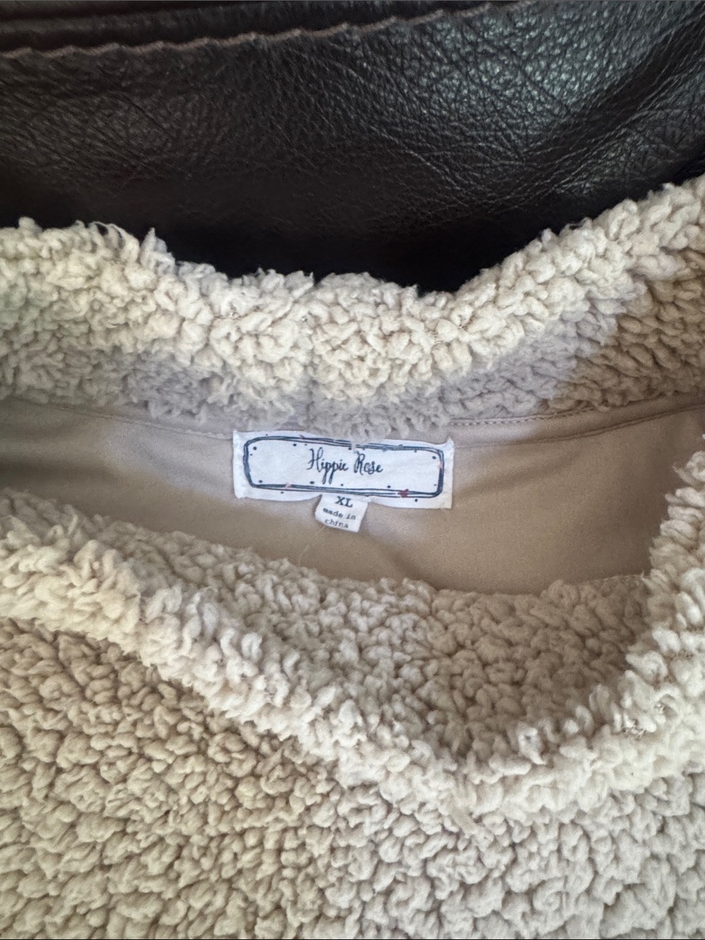 Hippie Rose XL Cream Sherpa Teddy Fleece Hooded Pullover - Picture 3 of 4
